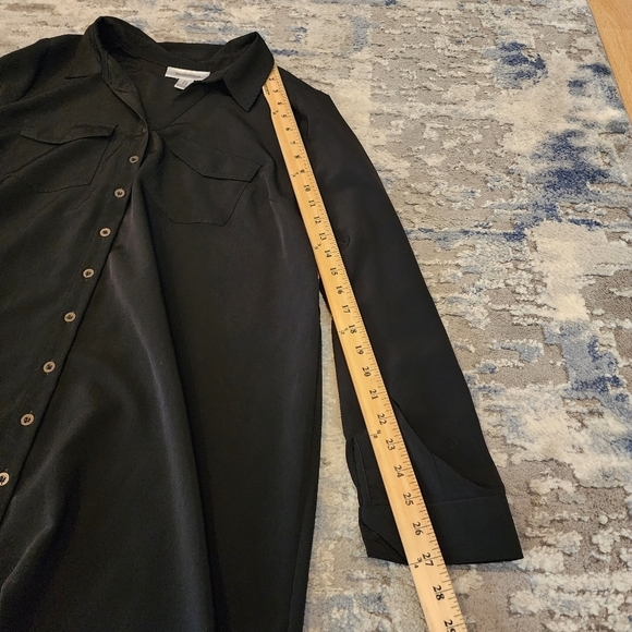 Motherhood maternity black roll tab button front shirt dress.  Size large. - Picture 14 of 16